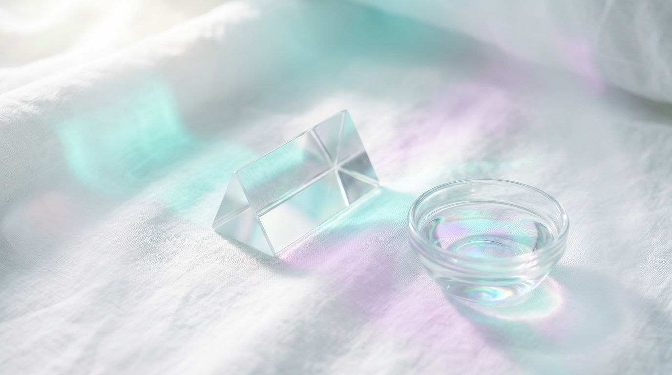 Luz polarizada, fotobiomodulación y cromoterapia sobre lino blanco en cabina terapéutica