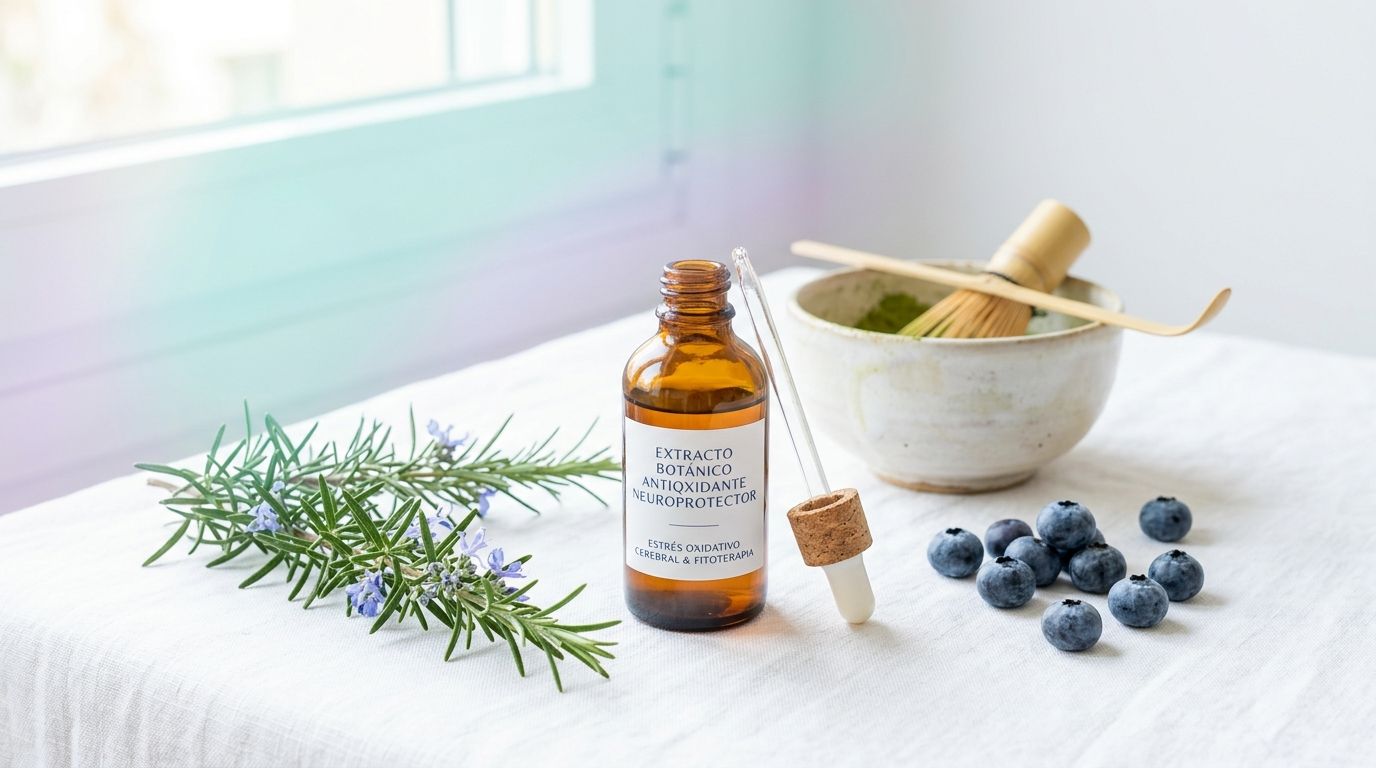 Extractos botánicos antioxidantes, romero y matcha para la neuroprotección sobre lino blanco